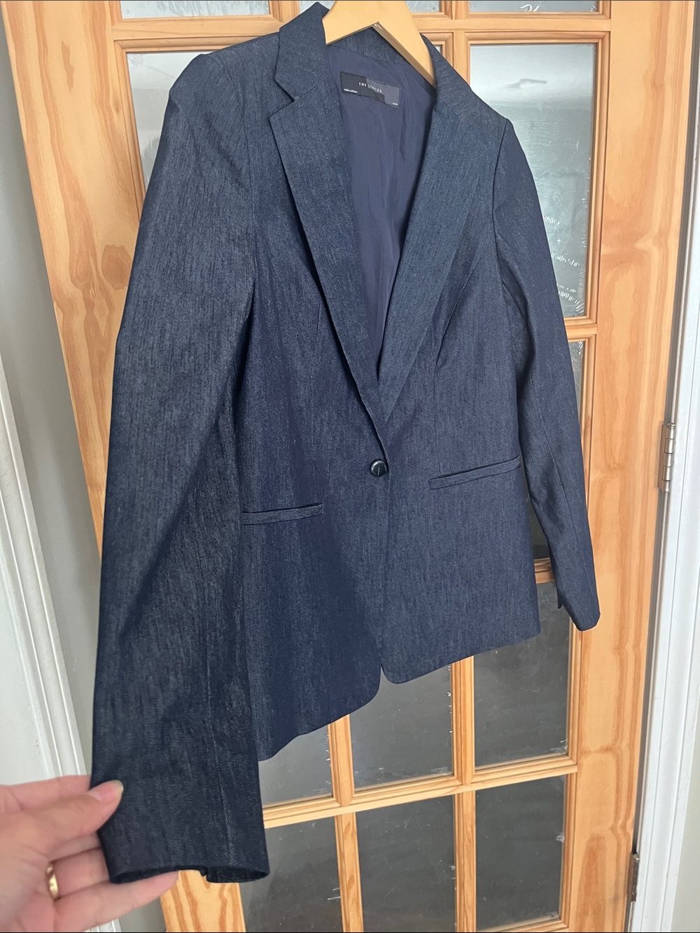 The Limited women’s dark denim one button blazer, sz small. EUC, indigo, capsule - Picture 5 of 9